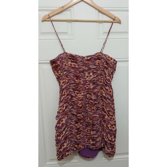 Zara womens small ruched tube square neck mini dress purple red - Picture 4 of 8